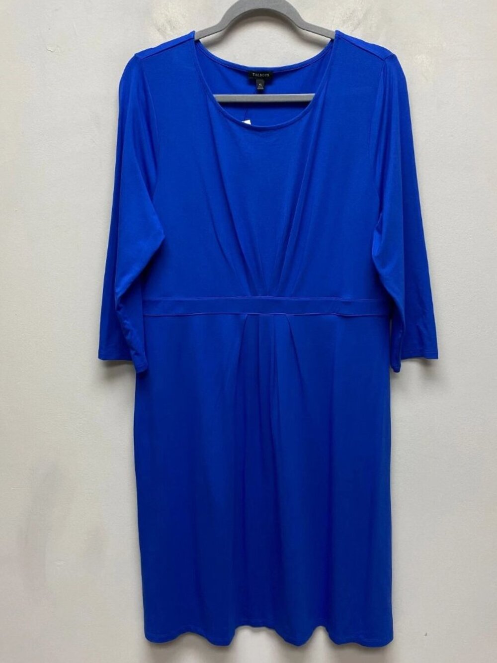 Talbots Women's Blue Round Neck Long Sleeve Side Zipper Knit Dress